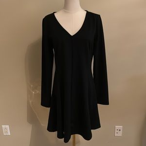 LOFT Ponte Black Long Sleeve A Line Dress 8
